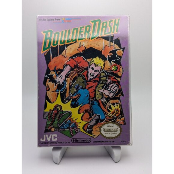 Boulder Dash (Nintendo NES, 1990) CIB w/ Cart, Box, Sleeve & Manual Tested Works